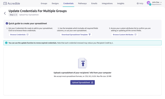 Bulk update credentials for multiple groups - upload your spreadsheet (1)